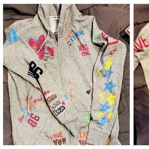 NEW PINK! Victoria's Secret doodle hoodie L